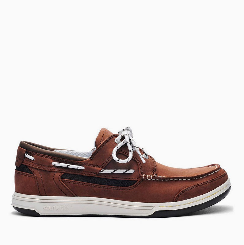 Sebago Triton Three-Eye Boat Shoe Men's-Brown/Dark Brown