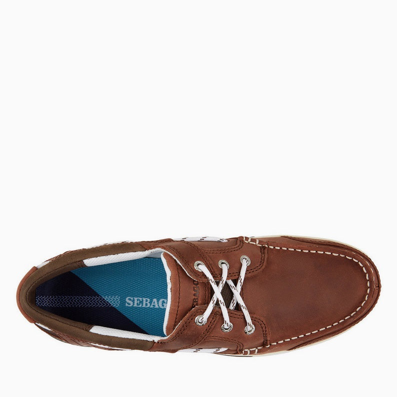 Sebago Triton Three-Eye Boat Shoe Men's-Brown/Dark Brown