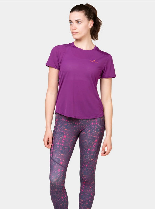 Ronhill Women's Tech Crop Tight-Damson Raindrops