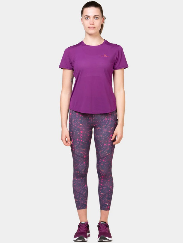 Ronhill Women's Tech Crop Tight-Damson Raindrops