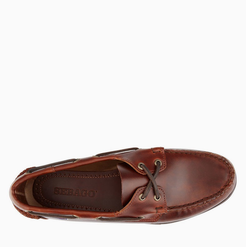 Sebago Endeavor Waxed Leather Boat Shoe-Brown Gum