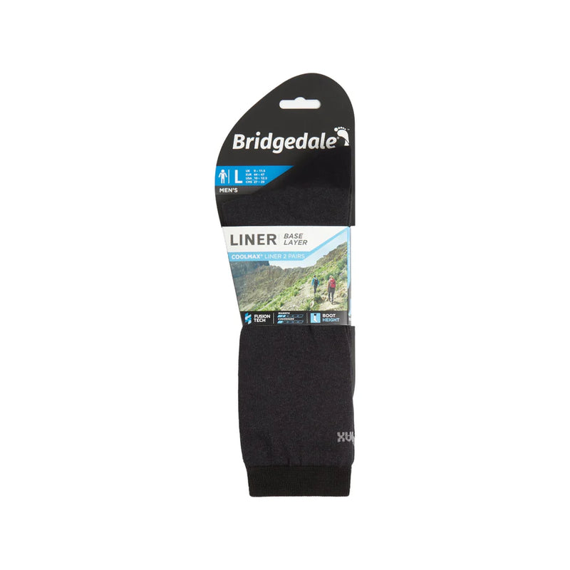 Bridgedale Men's Base Layer Coolmax Liner Twin Pack Socks-Assorted Colours