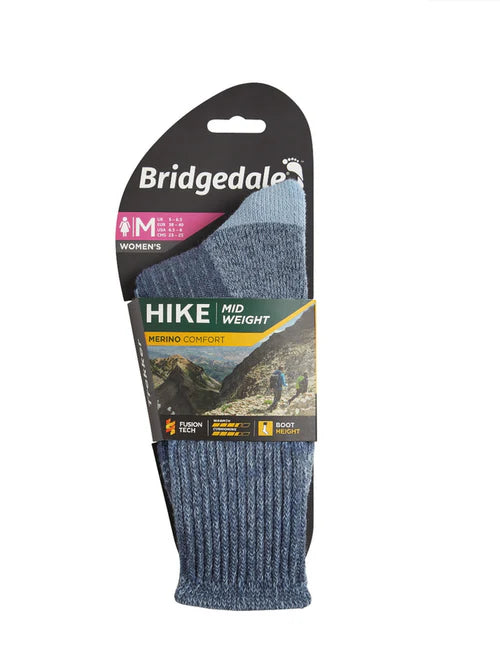 Bridgedale Women's Midweight Merino Comfort Boot Socks-Assorted Colours