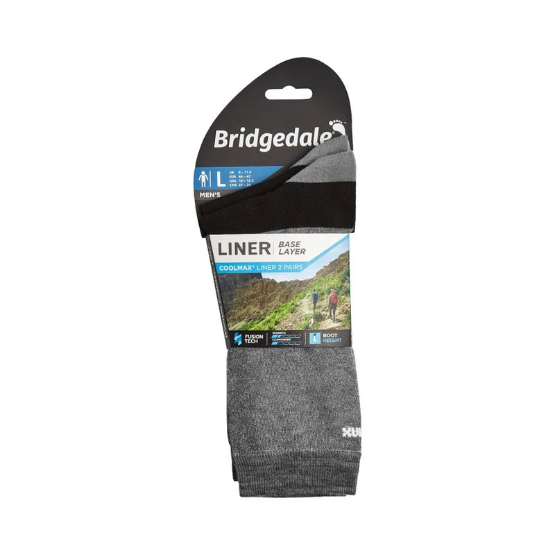 Bridgedale Men's Base Layer Coolmax Liner Twin Pack Socks-Assorted Colours