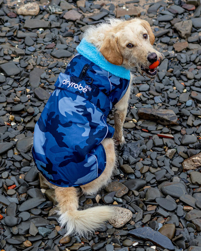 Dryrobe Dog Waterproof Coat-Blue Camo Blue