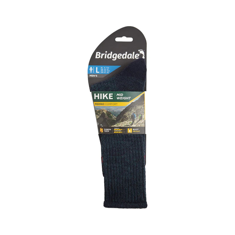 Bridgedale Men's Midweight Merino Comfort Boot Socks-Assorted Colours