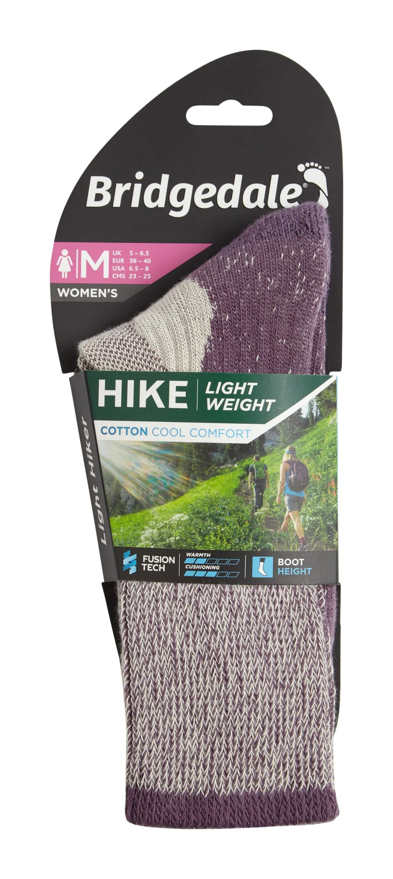 Bridgedale Women's Lightweight Coolmax Comfort Boot Socks-Assorted Colours