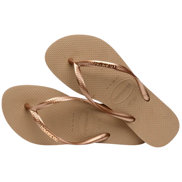 Havaianas Women's Slim Logo Metallic Flip Flops-Assorted Colours